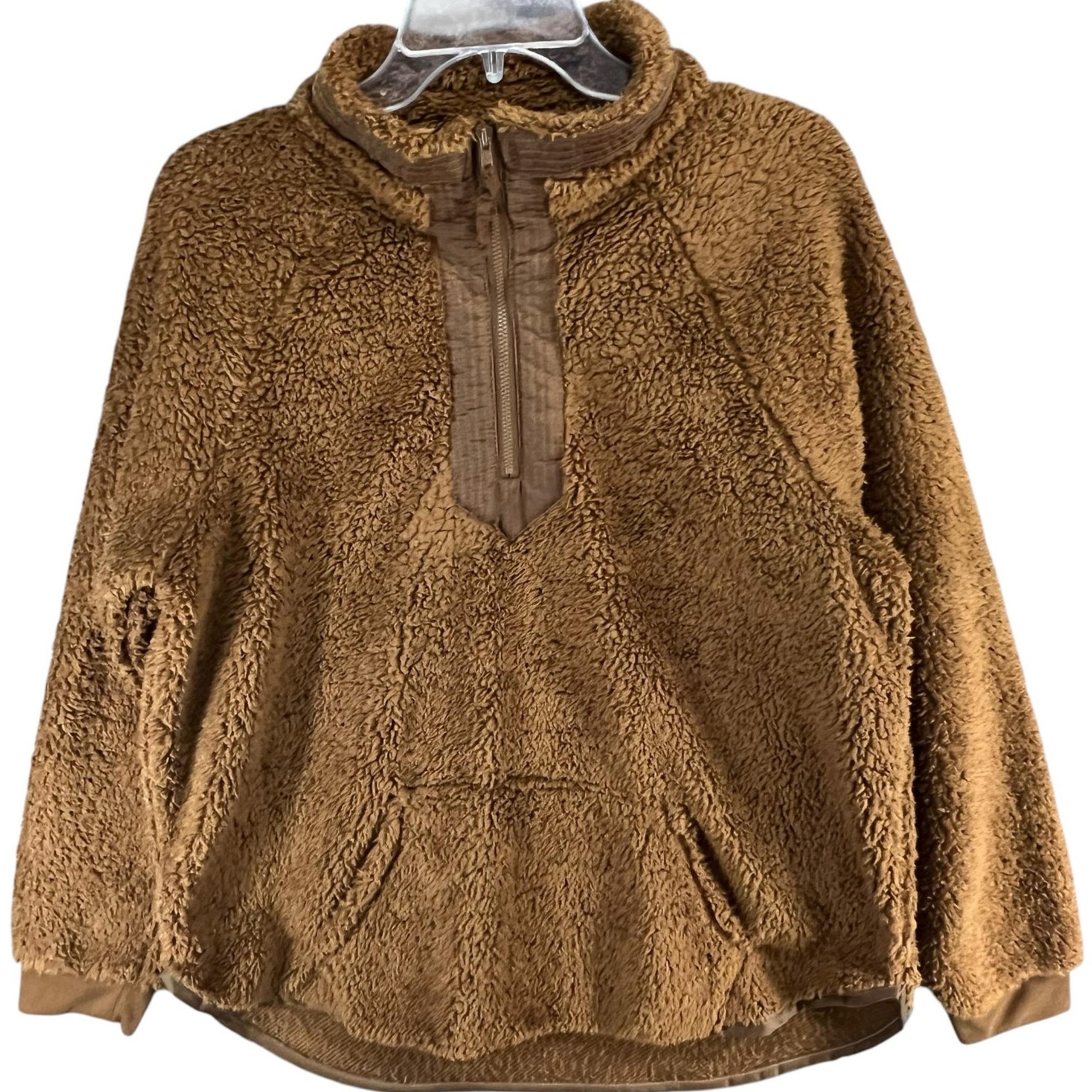 Jacket Womens L Brown Teddy Fleece 1/4 Zip Pullover Gorpcore - Natural Reflections