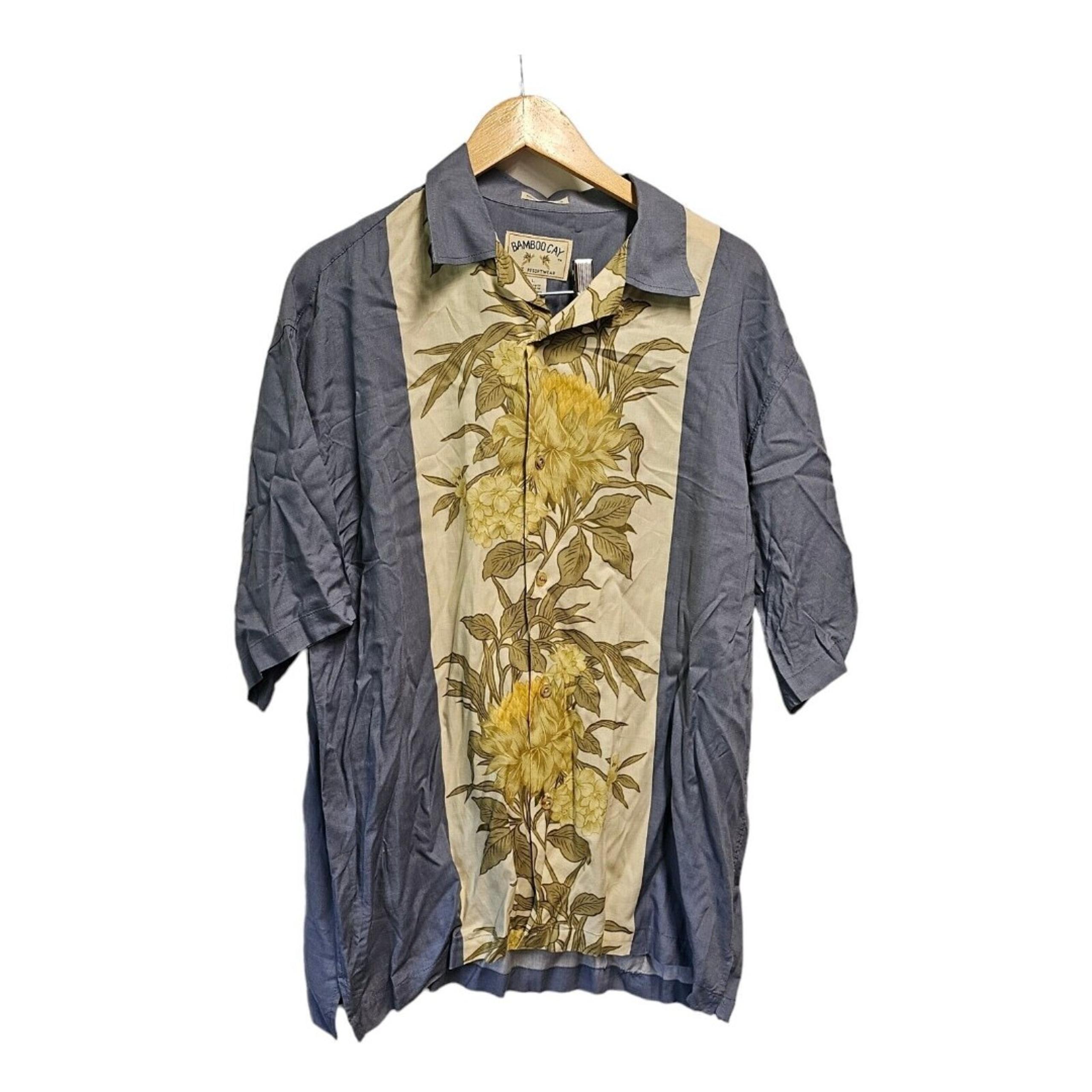 Bamboo Cay Blue Camp Shirt Lounge Hawaiian LARGE