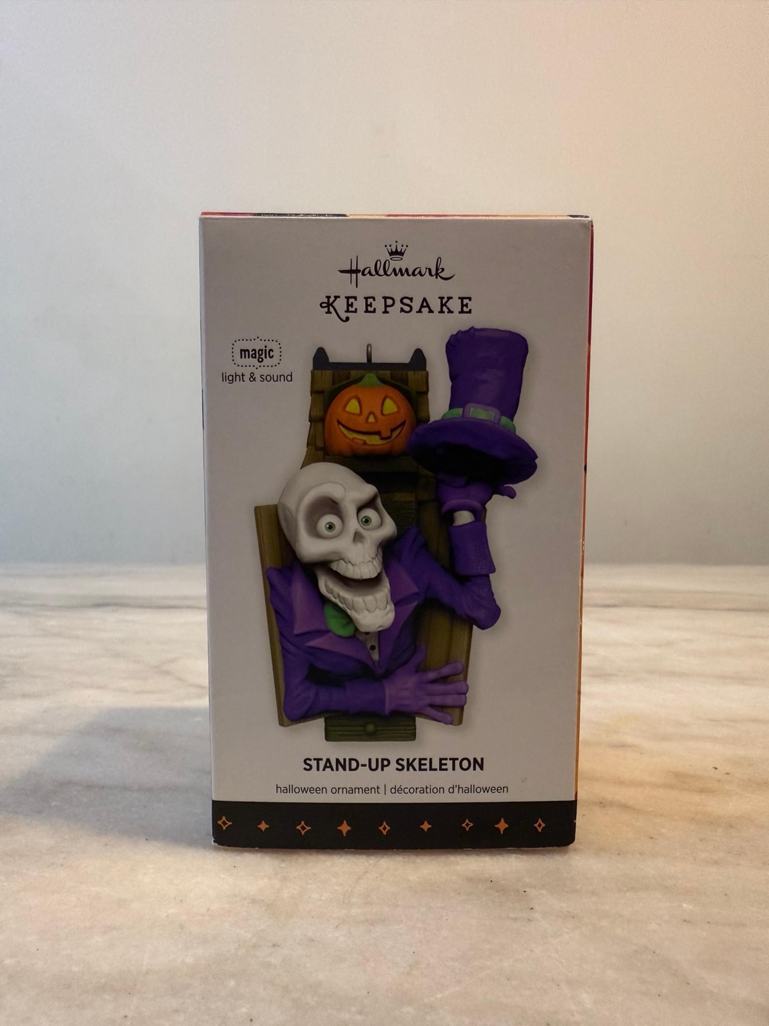 Hallmark Ornament Stand-Up Skeleton Halloween 2013 Magic Light & Sound Keepsake