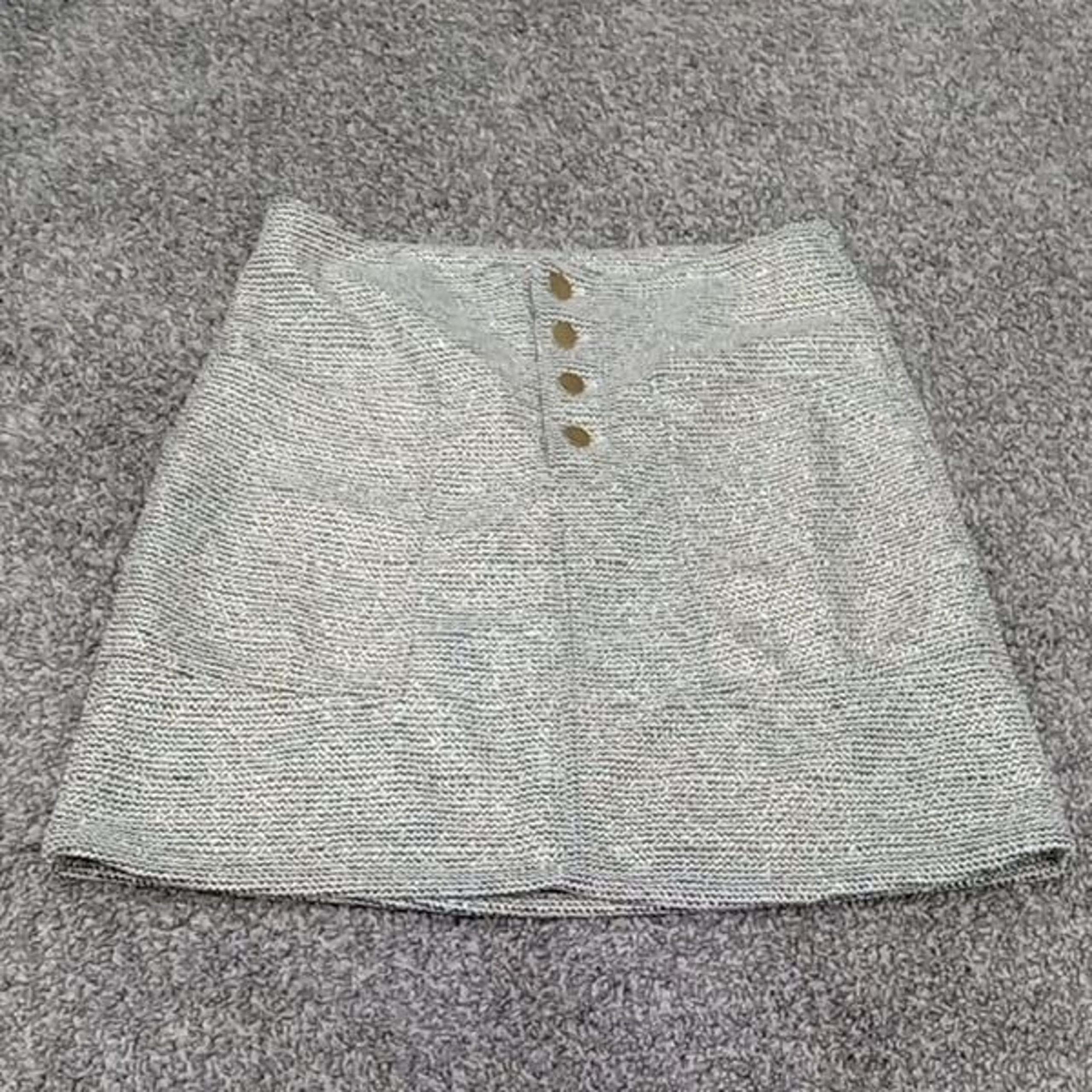 THML Black & Gold Speckled Tweed Mini Skirt with Gold Buttons Size M NWT