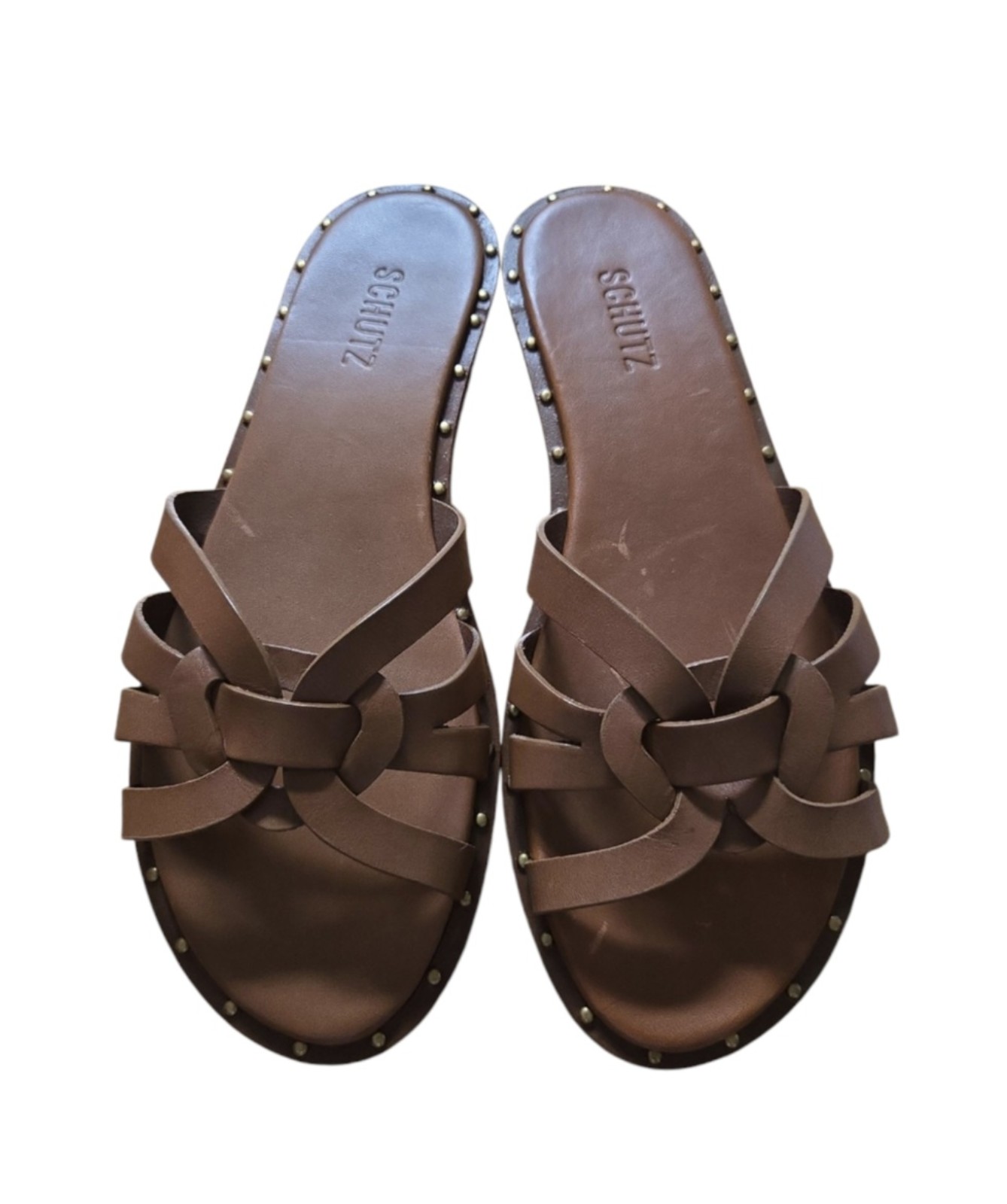 Schultz Shoes Phoenix Flat Couro & Marrom Size 9.5