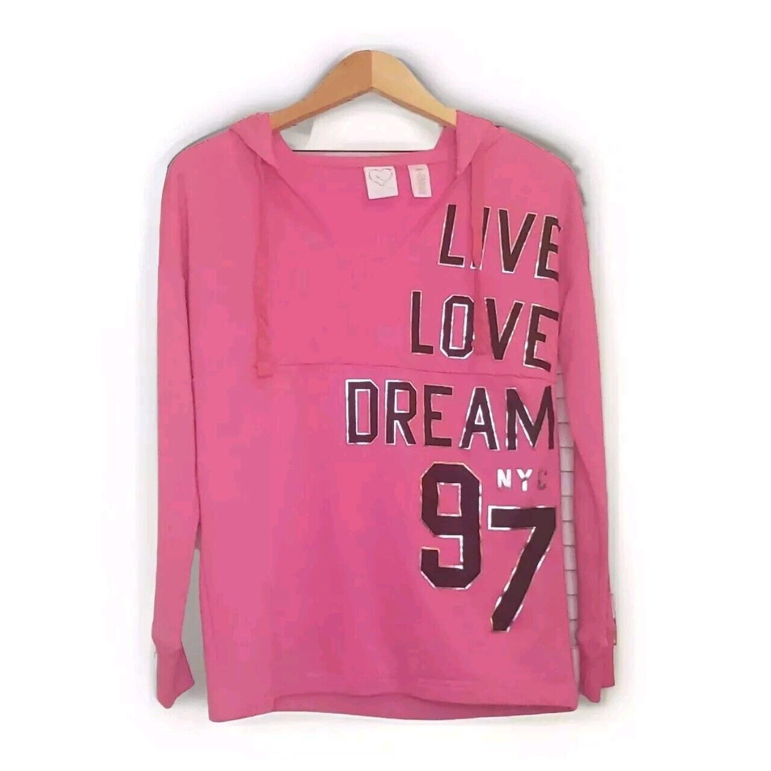 Aeropostale Live Love Dream Sweatshirt Womens Size XS Pink Hoodie Athleisure Y2K