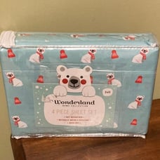 Wonderland Home Full SZ BABY POLAR BEAR Holiday Winter Microfiber 4 Pc SHEETSet
