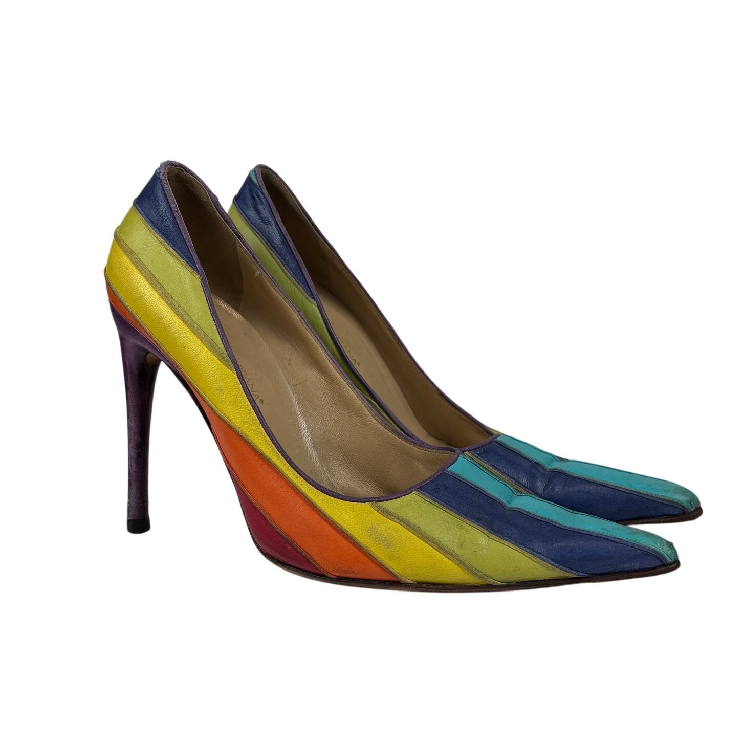 Dolce & Gabbana Rainbow Pumps High Heels Pointed Toe Women's 39 US 9