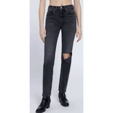 Re/Done 70's Straight Jeans Worn Black With Rip SZ 32