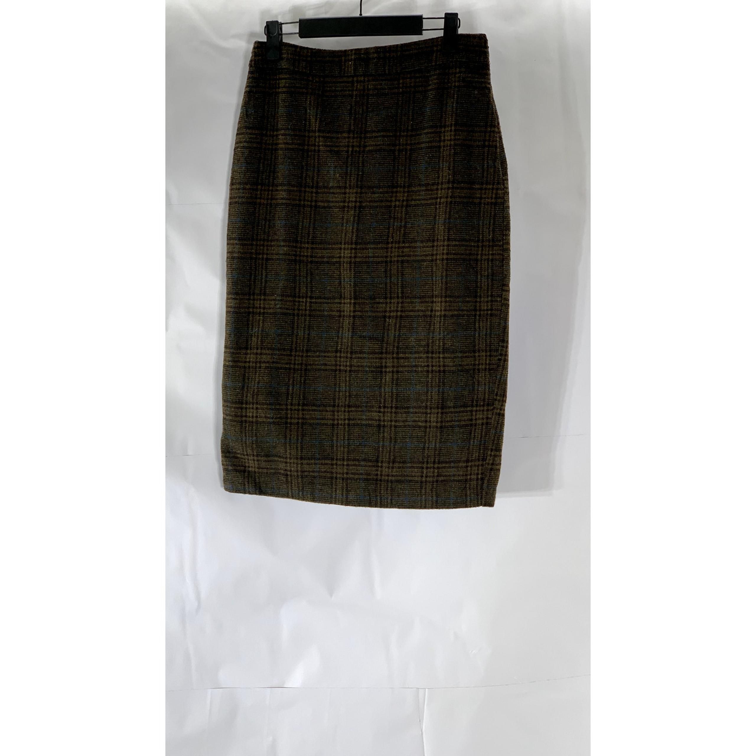 FOREVER 21 CONTEMPORARY Women's Brown Plaid Knee Length Pencil Skirt SZ M