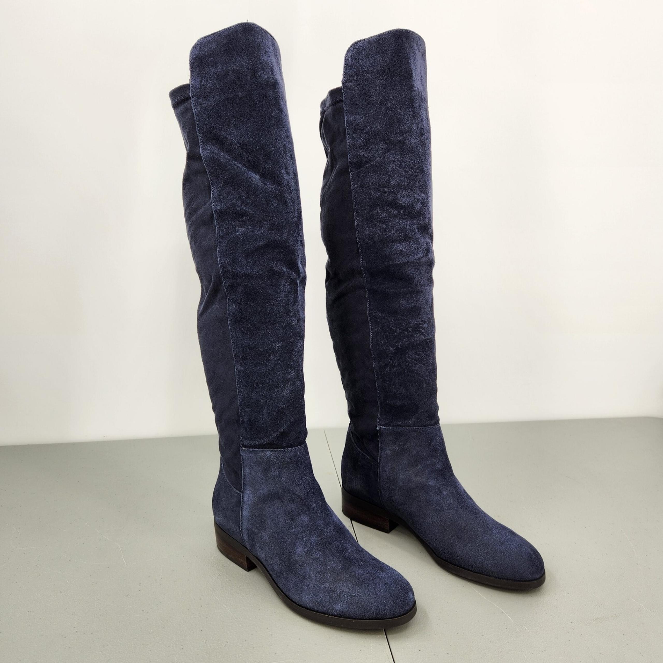 Lucky Brand Calypso Boot Over The Knee Blue Oiled Suede Women’s 6M Wide Calf