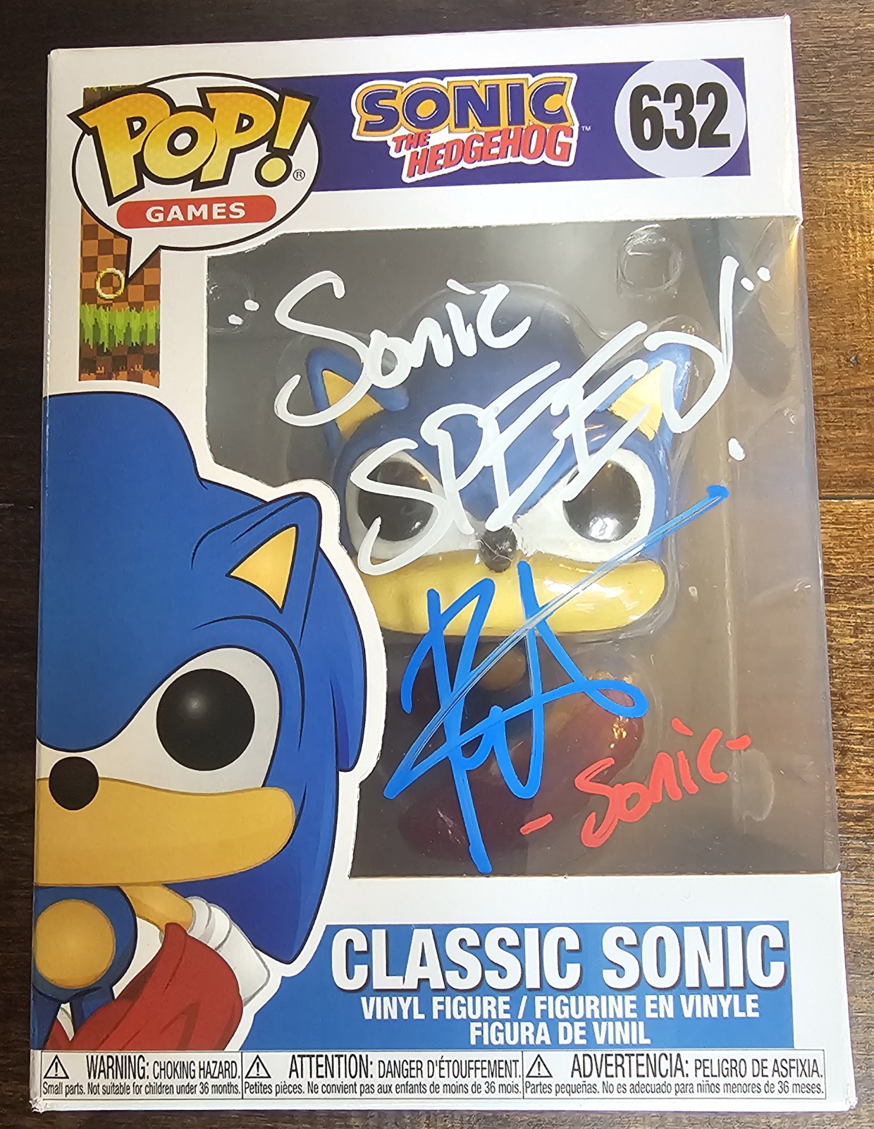 Roger Smith signed Classic Sonic Games Sonic the Hedgehog Funko Pop #632 with So
