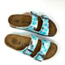 GUC Birkenstock Papillio Arizona Pixel Blue Sandals Size 40 9.5