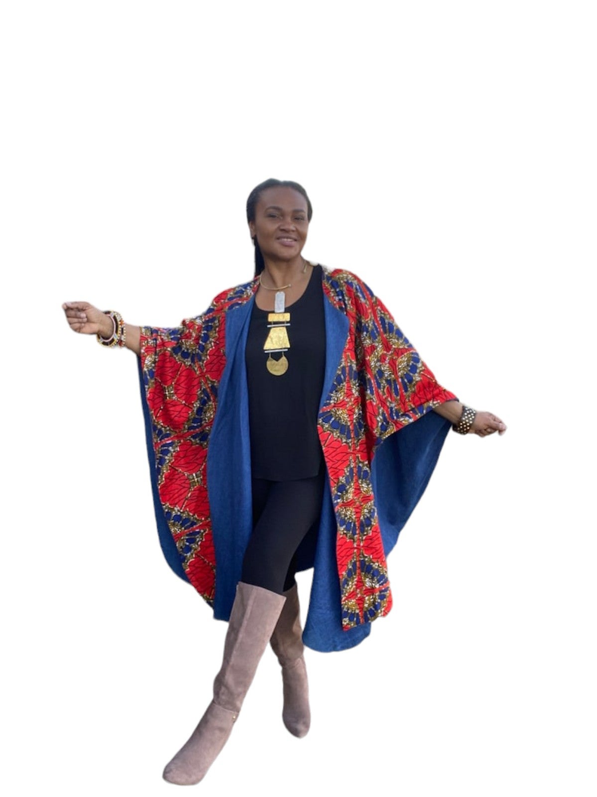 Shawl Cape All Over Print Vibrant Kaftan Style One Size