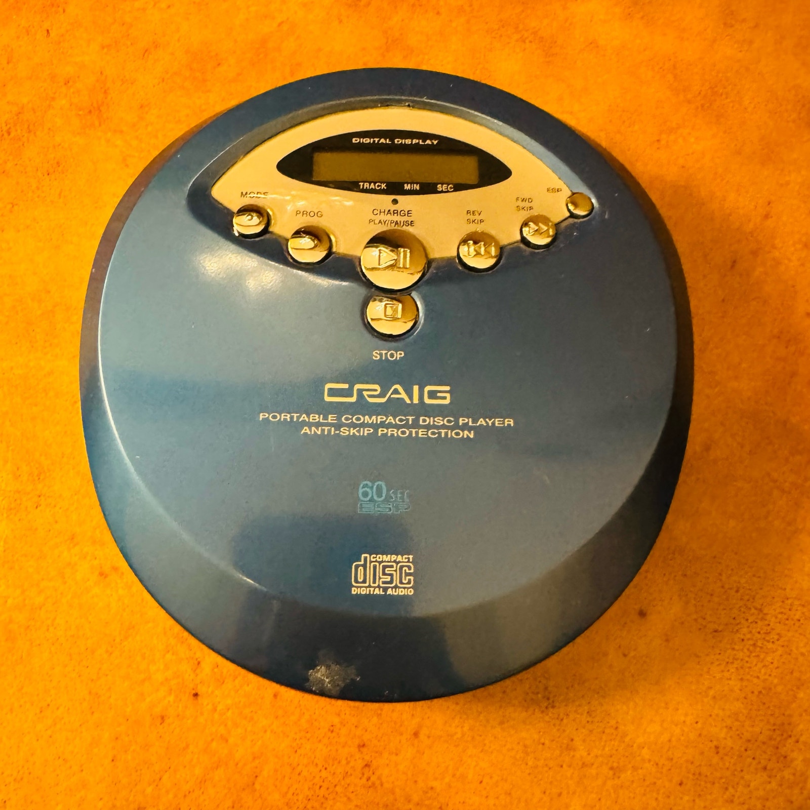 Genuine Craig CD2865B Blue and Silver Portable Compact Disc CD Player Working
