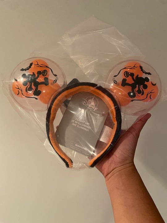 2021 Disney Parks Halloween Mickey Ears Light Up Balloons Headband NEW