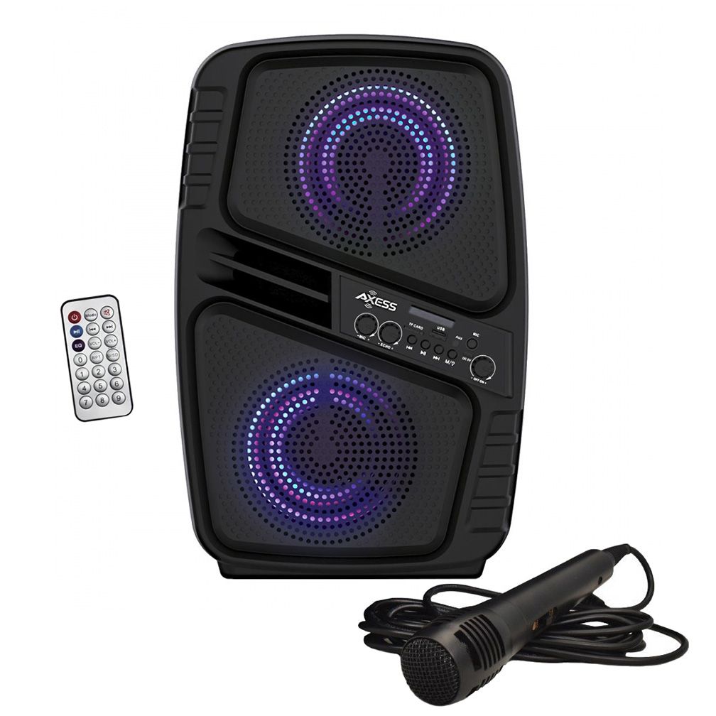 Axess Portable Bluetooth Speaker – Dual 6-1/2″ Illuminated Speakers with Wired M