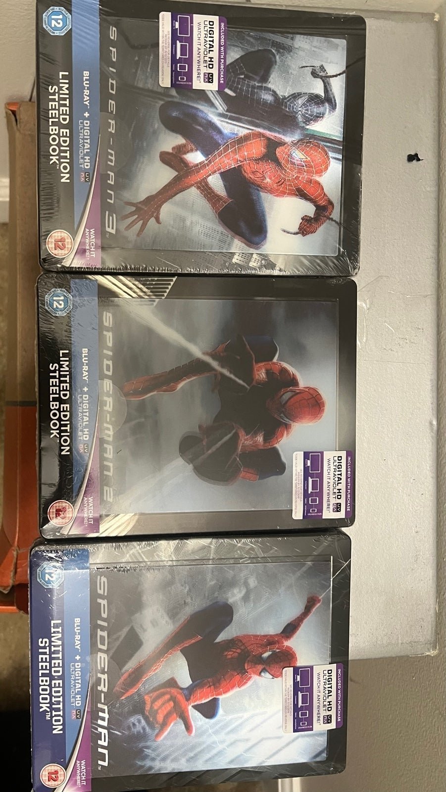 SPIDER-MAN 1,2,3 STEELBOOK BLU-RAY 3D LENTICULAR UK ZAVVI Super Rare