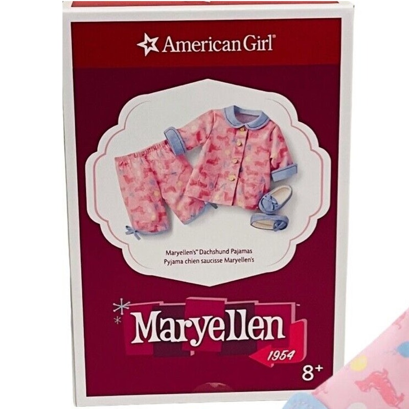 NEW American Girl Doll Maryellen DACHSHUND PUPPY DOG PAJAMAS Top Pants Slippers
