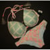 Victoria's Secret 34A,36D BIKINI S,M bottom Teal GreenYellow Ivory tassel Pink