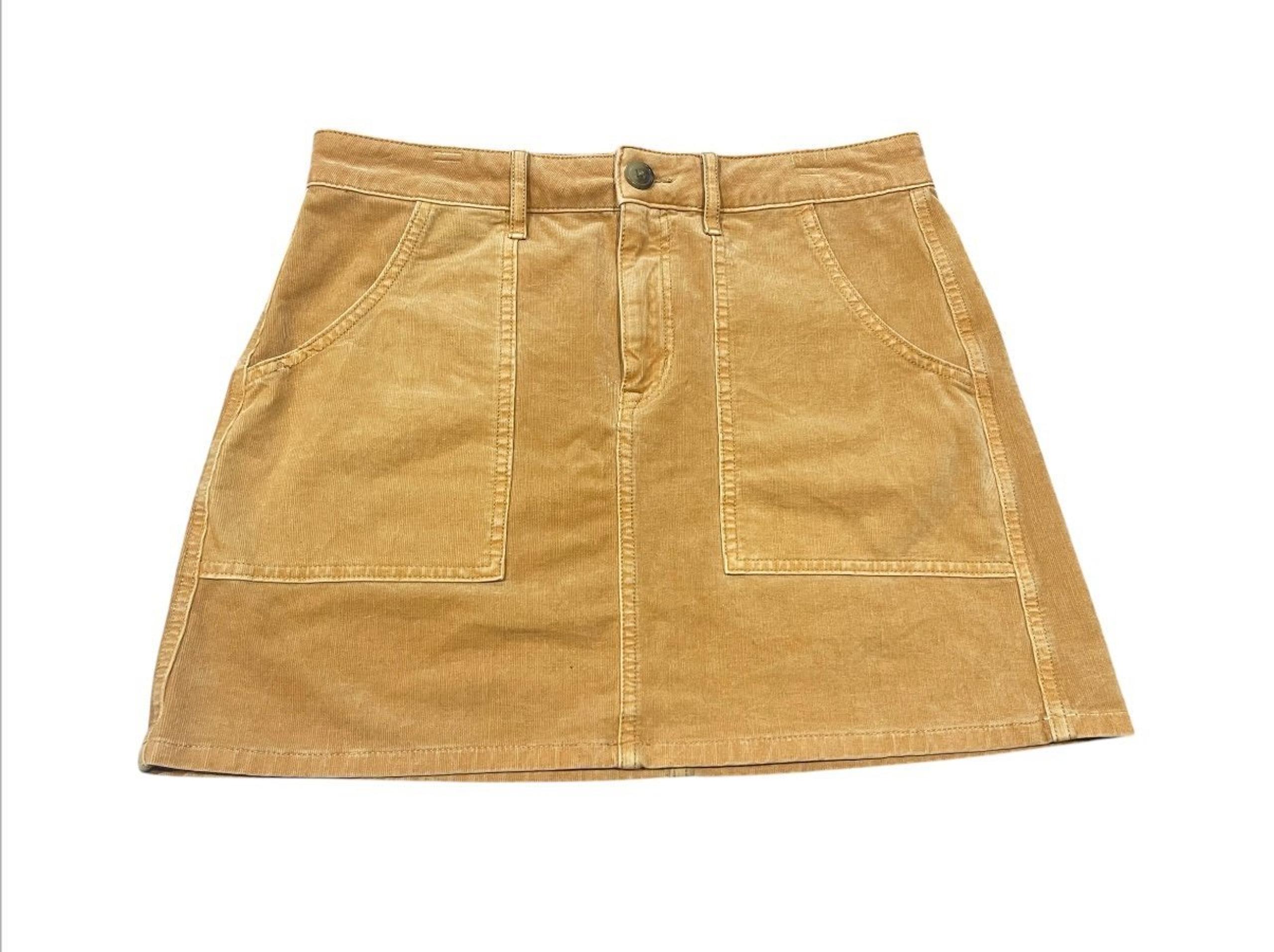 American Eagle Corduroy Mini Skirt Womens Sz 8 Regular Mustard Yellow High Rise