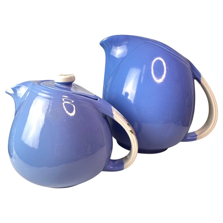 Vintage Hall's Superior Rose Parade Pitcher & Tea Pot Set Please Read Stoneware