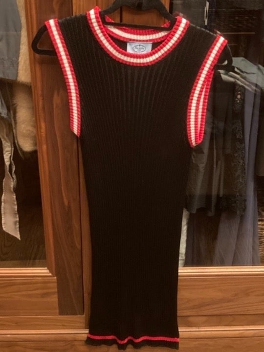 Prada Knitted Ribbed Dress Black Size 40