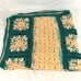 Vintage Handmade Afghan Throw Blanket Crocheted Green Peach 45 x 48 in