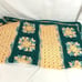 Vintage Handmade Afghan Throw Blanket Crocheted Green Peach 45 x 48 in