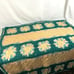 Vintage Handmade Afghan Throw Blanket Crocheted Green Peach 45 x 48 in