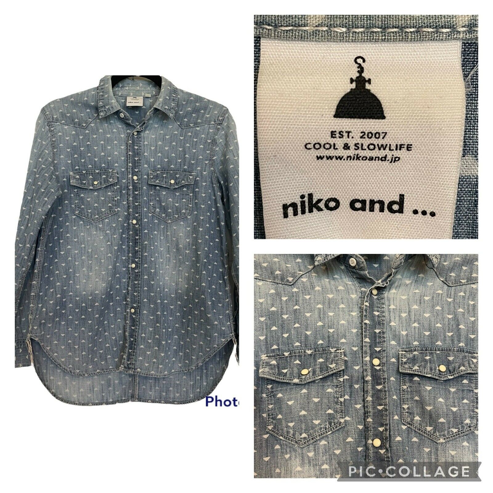 niko and … japanese designer denim shirt size 4