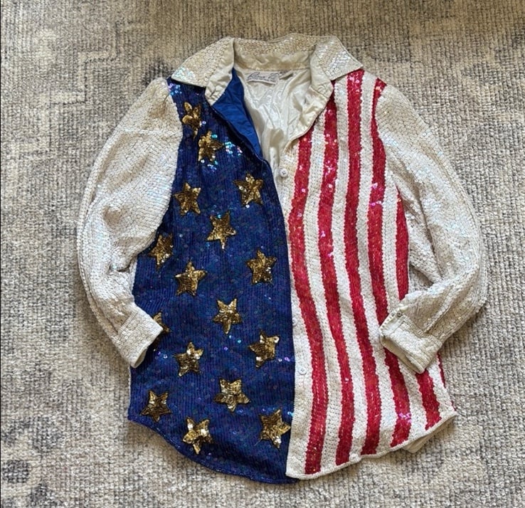 Sequined American Flag Shirt