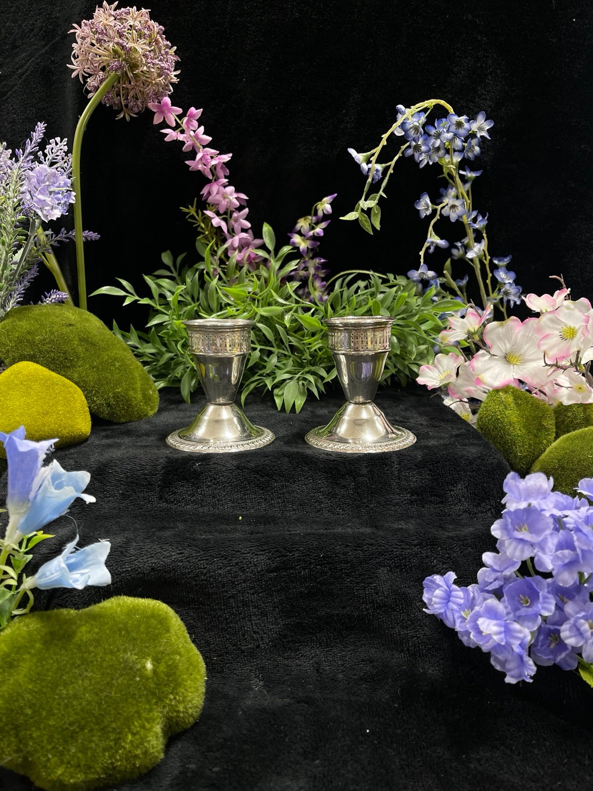 Antique sterling silver candle holders