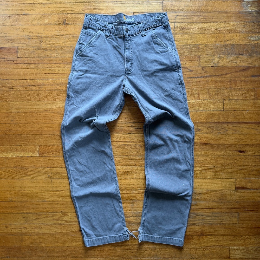 Carhartt Relaxed Fit Carpenter Pants Workwear Distressed Gray Mens Size W32 L32