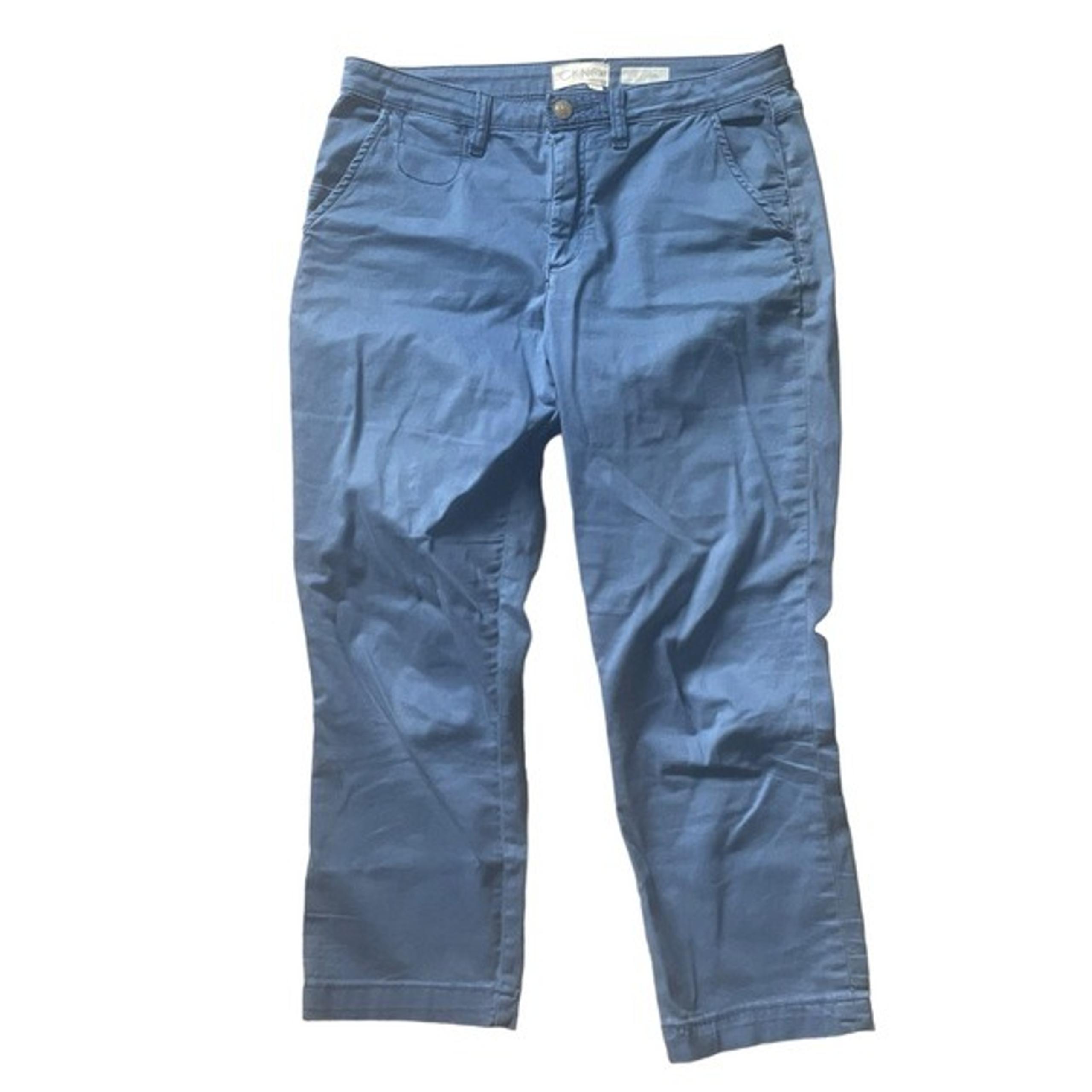 Chino by Anthropologie Slim Blue Stretch Capri Pants Pockets Size 30