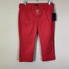 NYDJ Slimming Fit Pink Cropped Embellished Hem Petite Jeans