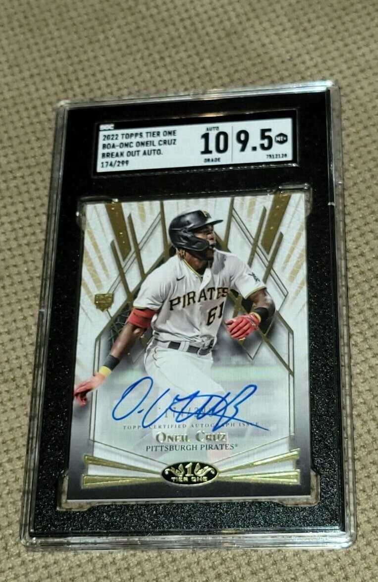 Oneil Cruz SGC 9.5 Auto 10 Break Out On Card 2022 Topps Tier One # /299 BOA-ONC