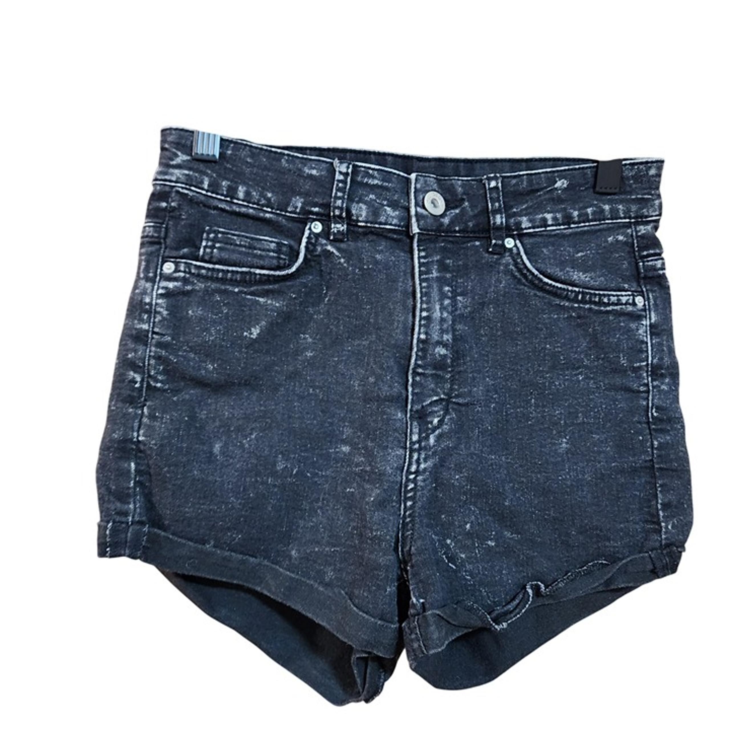 DIVIDED by H&M Mid Rise Acid Wash Black Denim Jean Shorts Women's Size 8