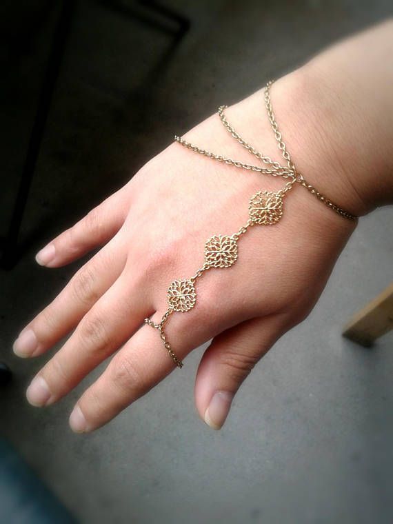 Gold Bohemian Slave Bracelet Hand Chain