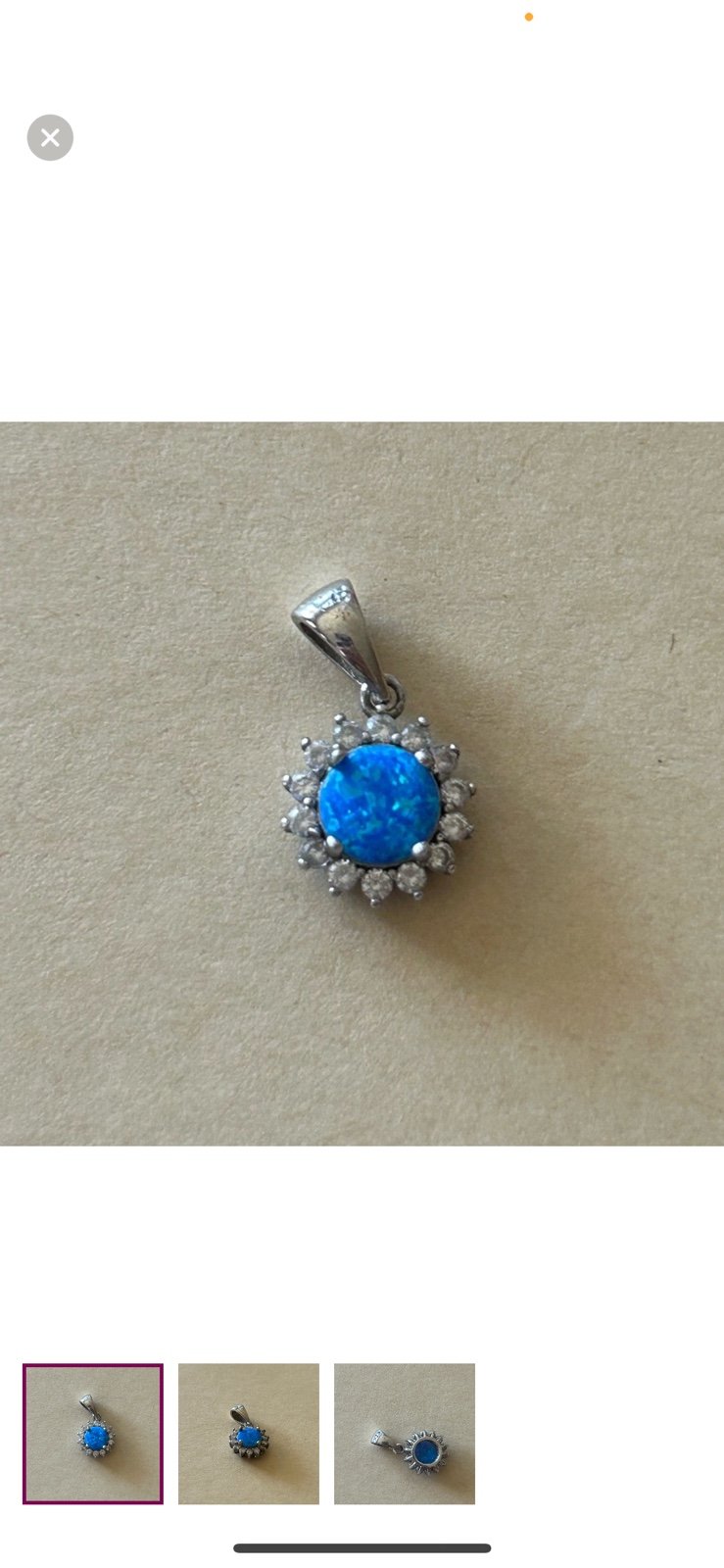925 sterling silver blue stone pendant