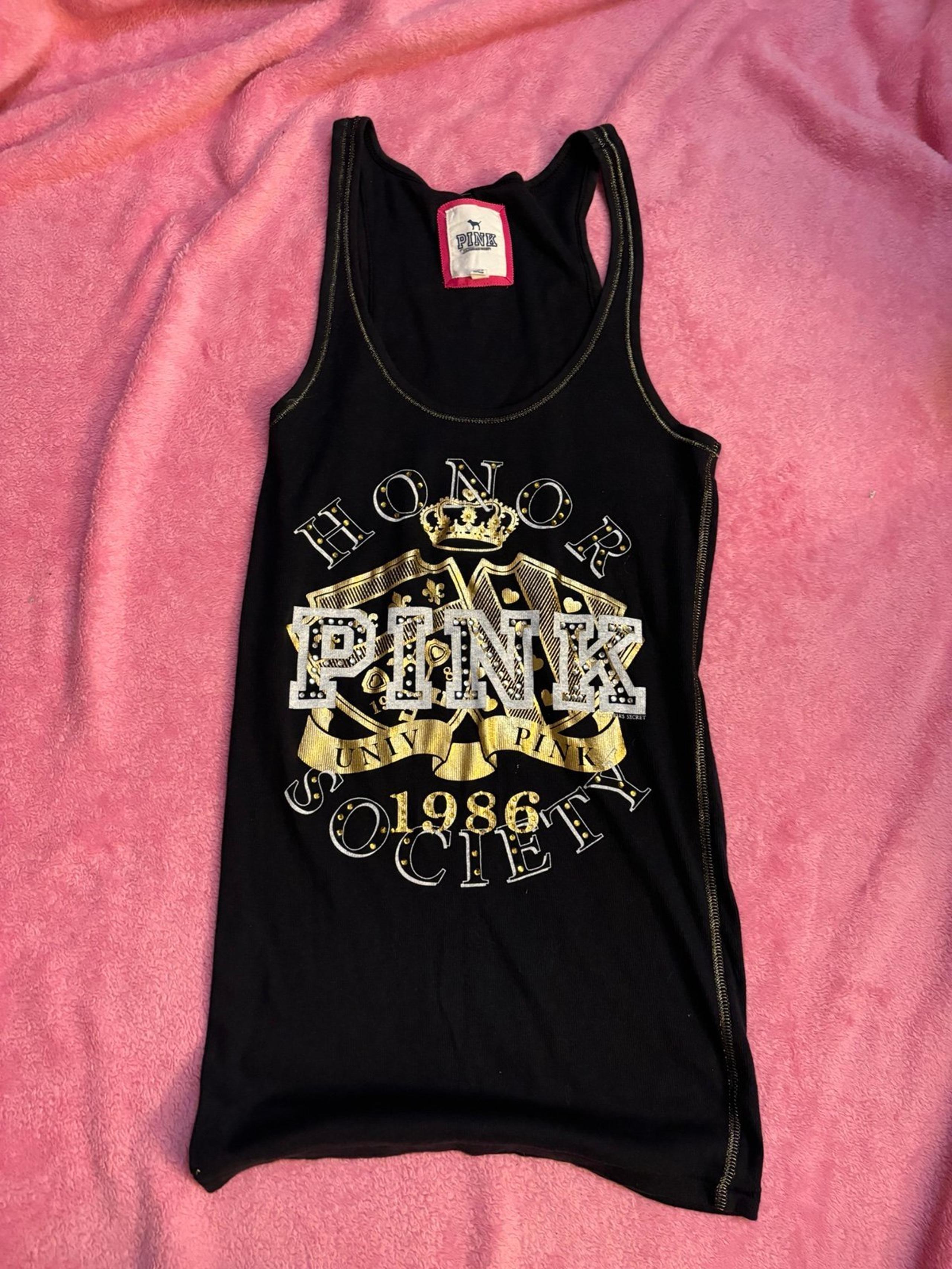 Y2K vintage black and gold bling PINK tank top