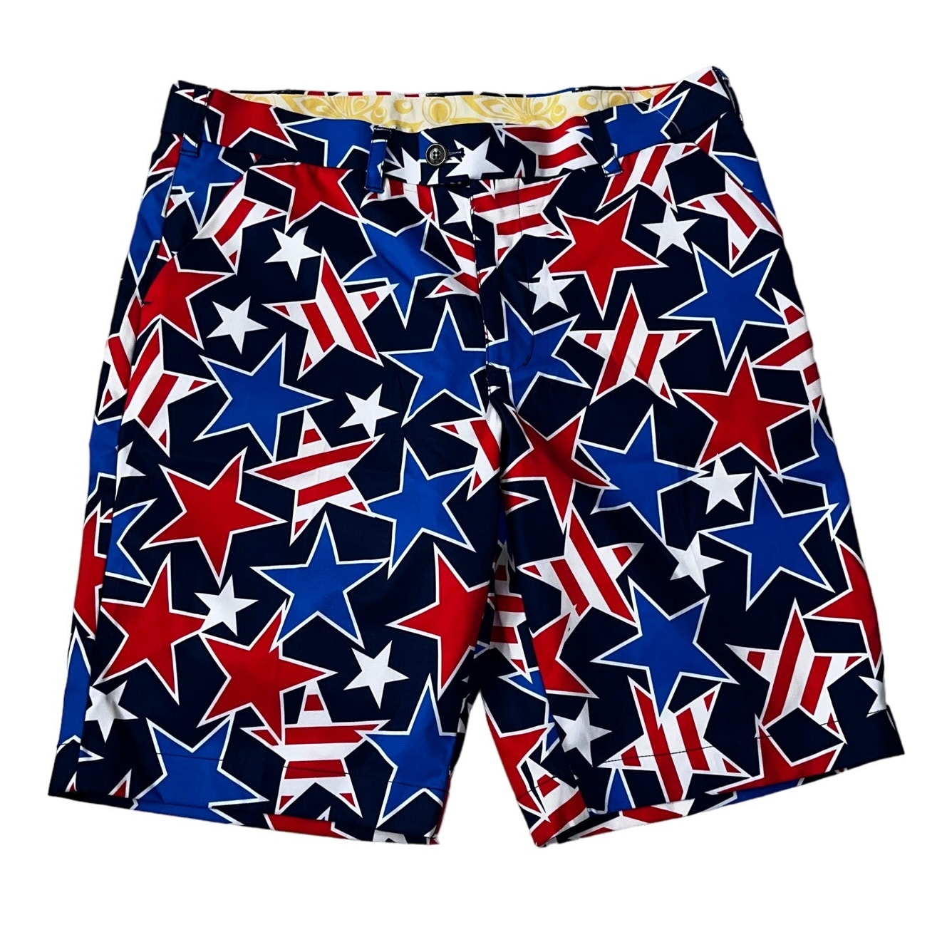 LoudMouth Men's MD Star Studded StretchTech Patriotic USA Golf Shorts