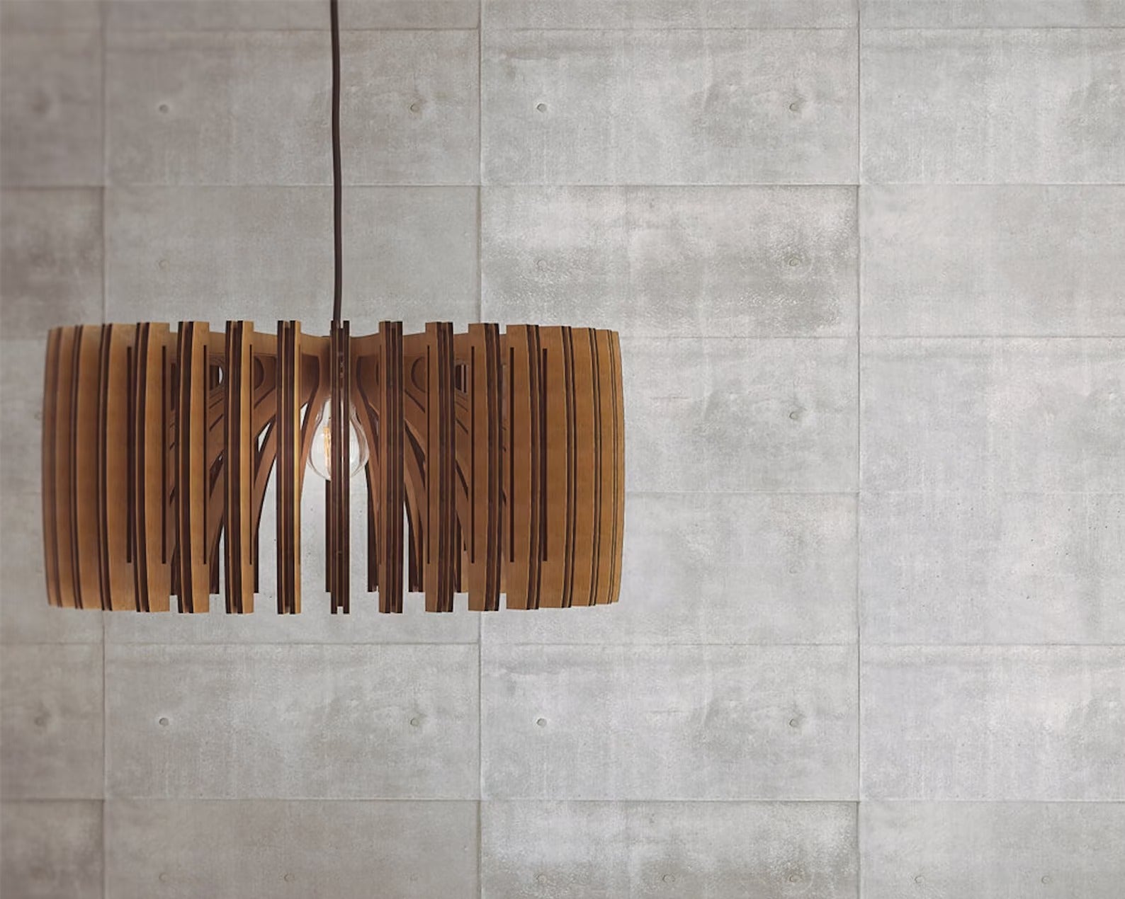 Wood Pendant Light Mid Century Modern Handmade Ceiling Lamp 8*19 inch