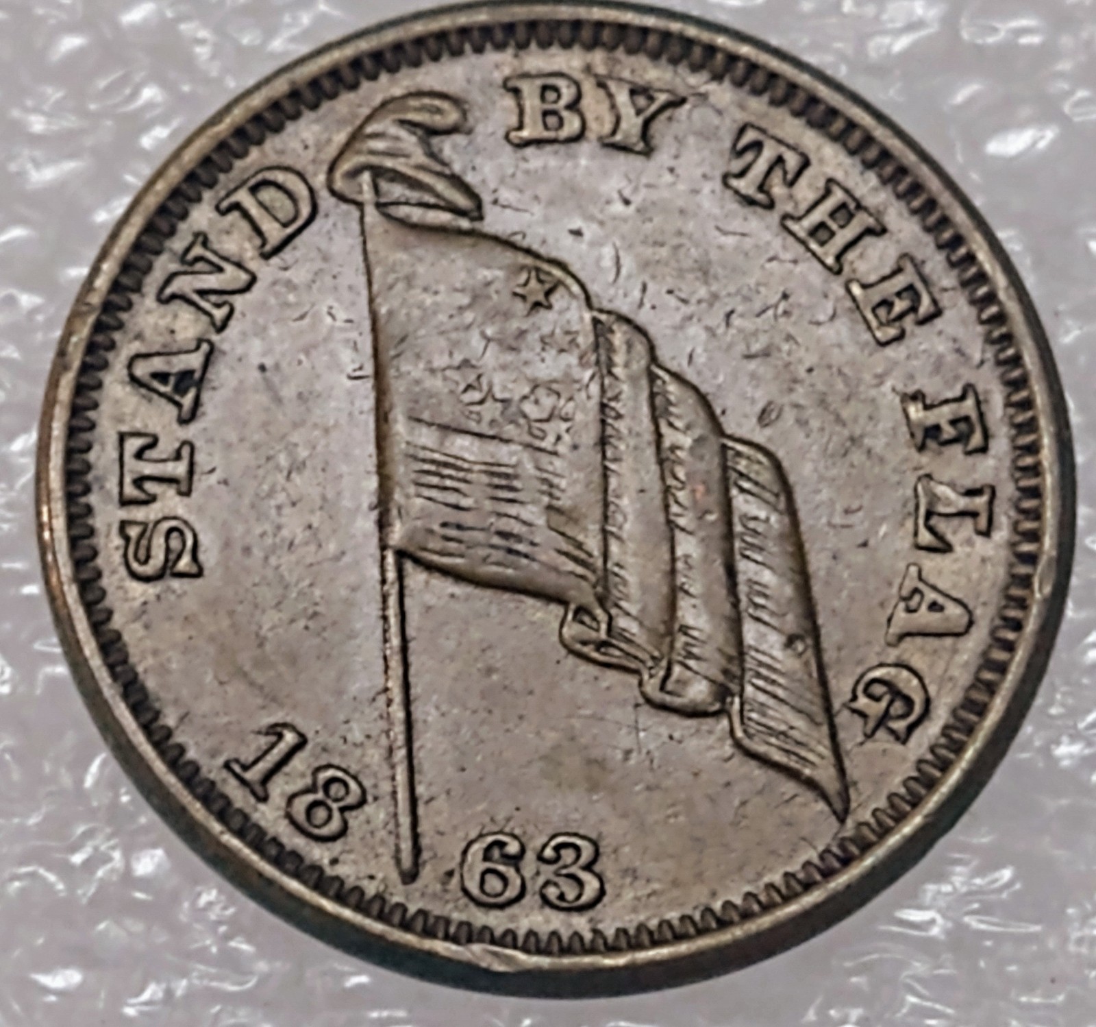 Rare 1863 Civil War Peace Maker incredible Historical token USA Genuine Rare