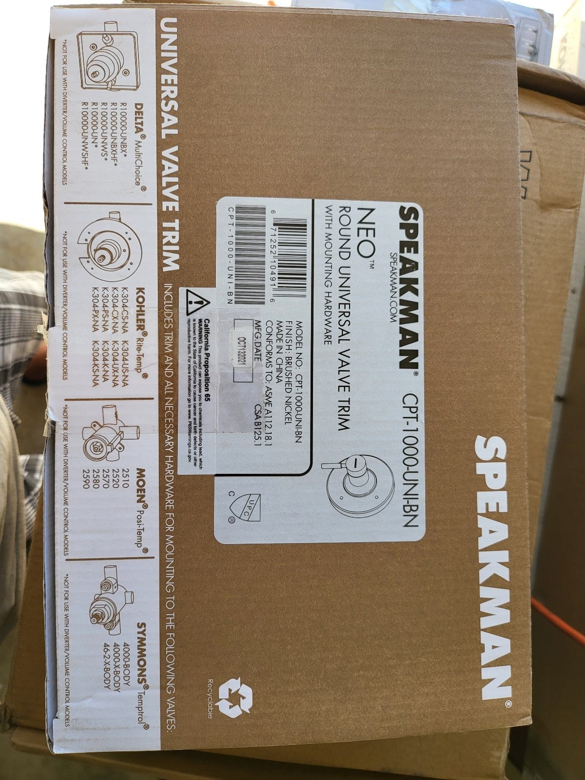 Speakman CPT-1000-UNI Retrofittable Shower Valve Trim Kit for Stylish Bathroom D
