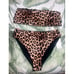 Good American Cheetah Leopard Print Reversible Bandeau Cheeky Bikini Set Size XL