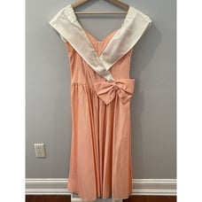 Vintage 80s Peach Bridesmaid Party Prom Dress Formal Gown Sz 15/16