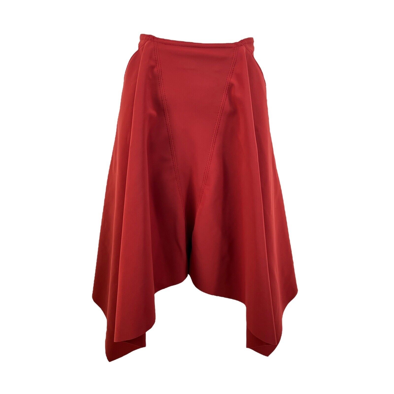 Maria Pinto M2057 Asymmetrical Hem Skirt Draped Scuba Red Pockets Midi Size XS