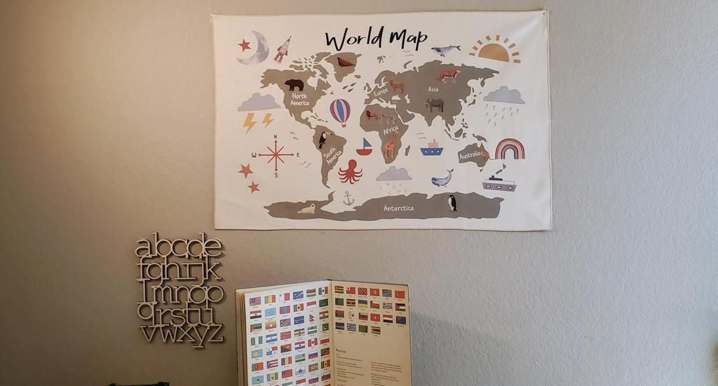 Boho Wold Map Tapestry Kid Room Nursery