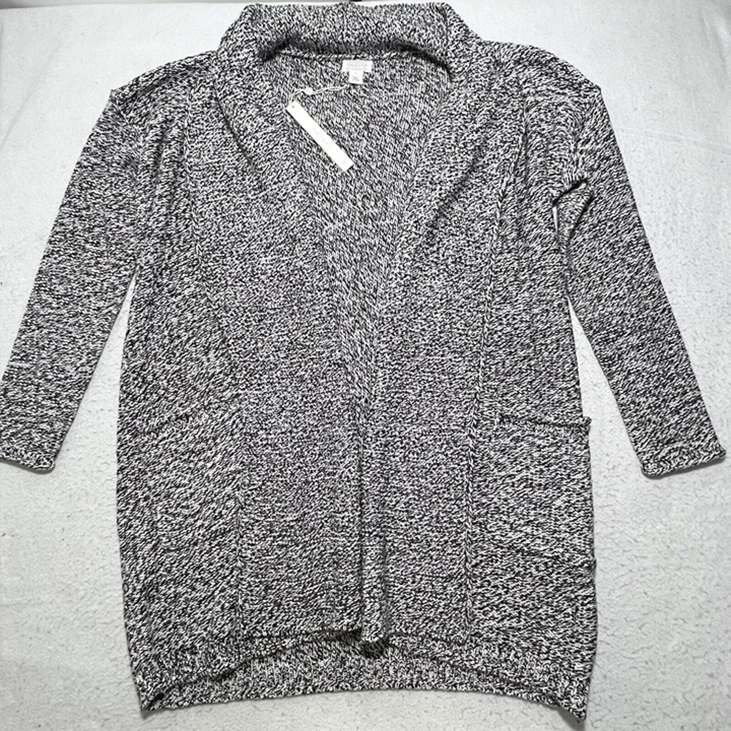 Caslon Women's Small Alpaca Blend Oversized Cardigan Ivory + Black Sweater