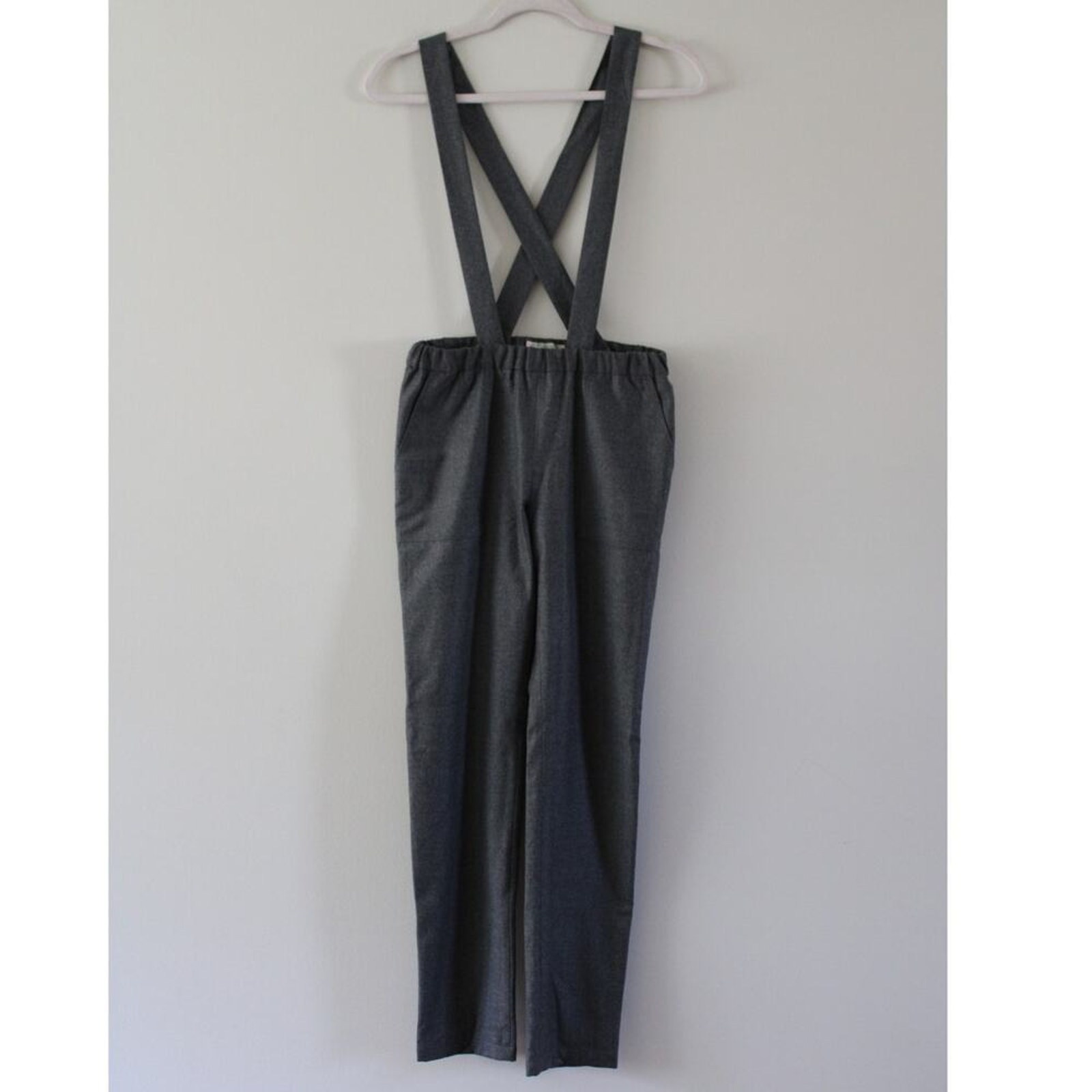 NWT Bonpoint Joba Virgin Wool Suspender Style Trouser Pants Gray Chine 12