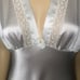 Valentino Solid White Satin Short Cap Sleeve Long Intimate Nightgown Dress