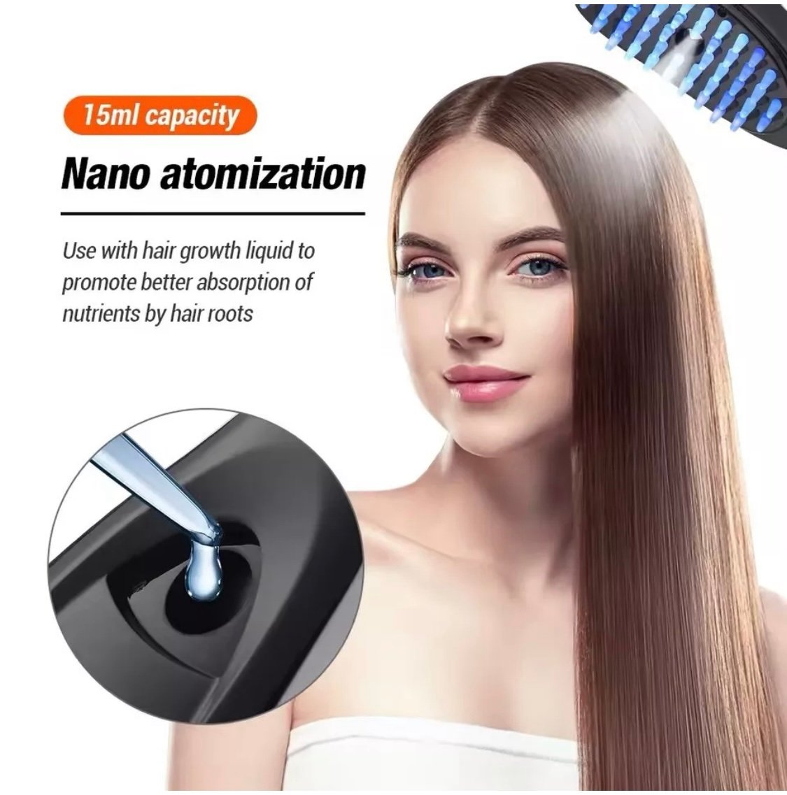 Smart Hair Brush LED Red & Blue Light Therapy