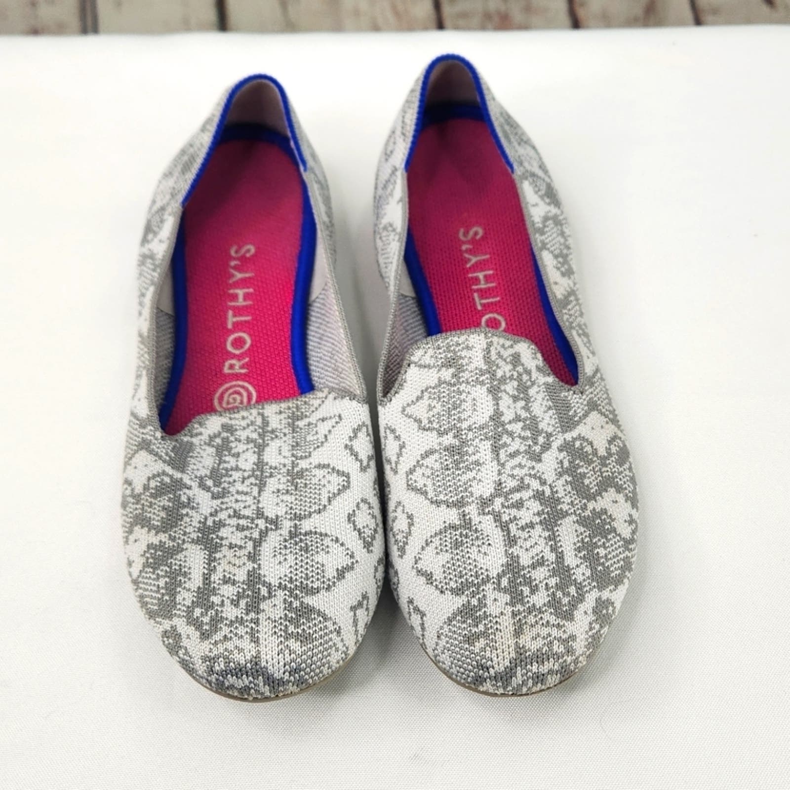 Rothy's The Loafer Ivory Grey Snake New Years Secret Limited Edition Flats